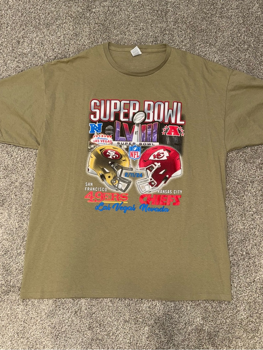 Fruit of the Loom Olive Green Super Bowl Graphic Tee